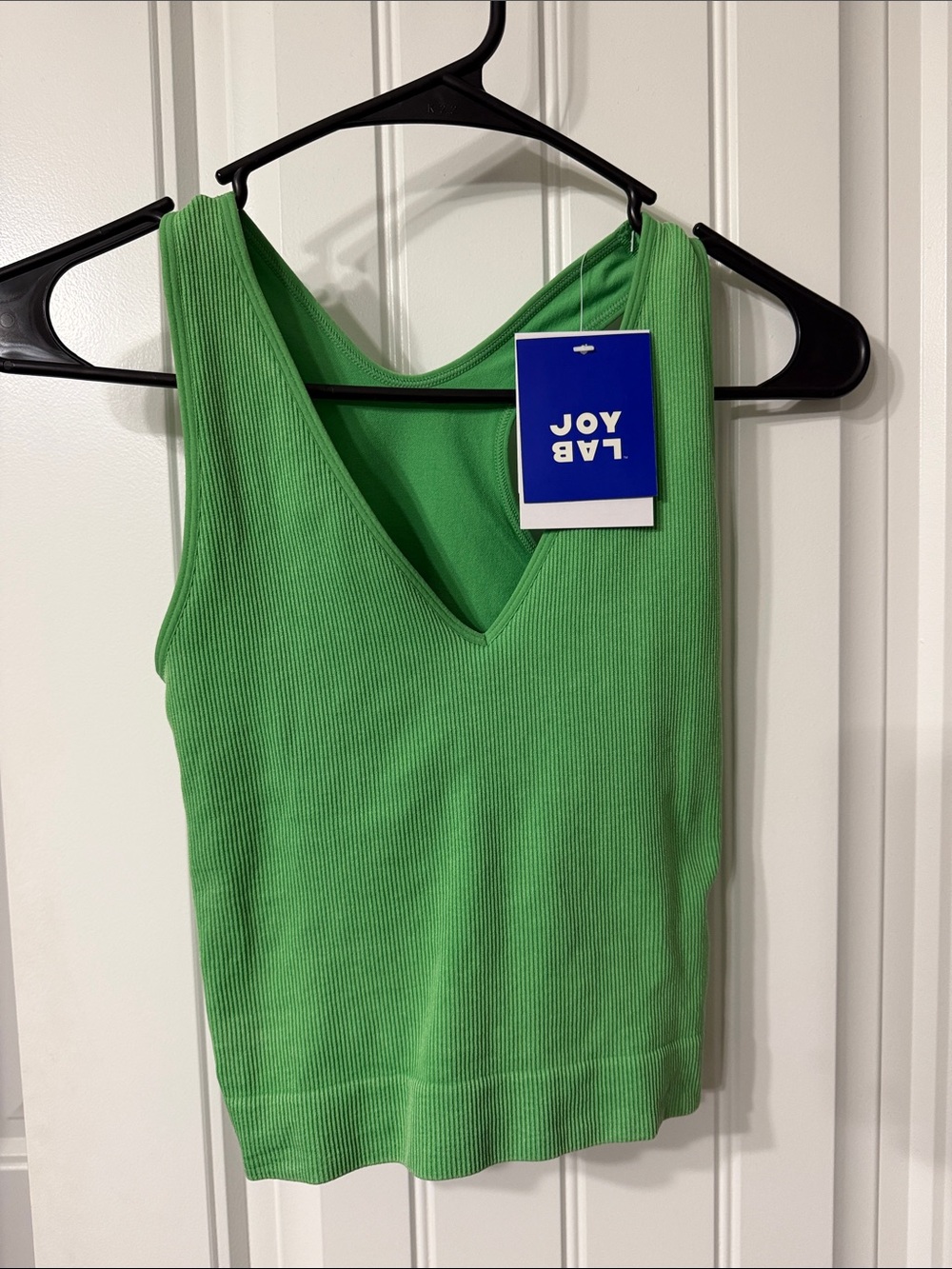 JoyLab Bright Green Ribbed V-Neck Tank